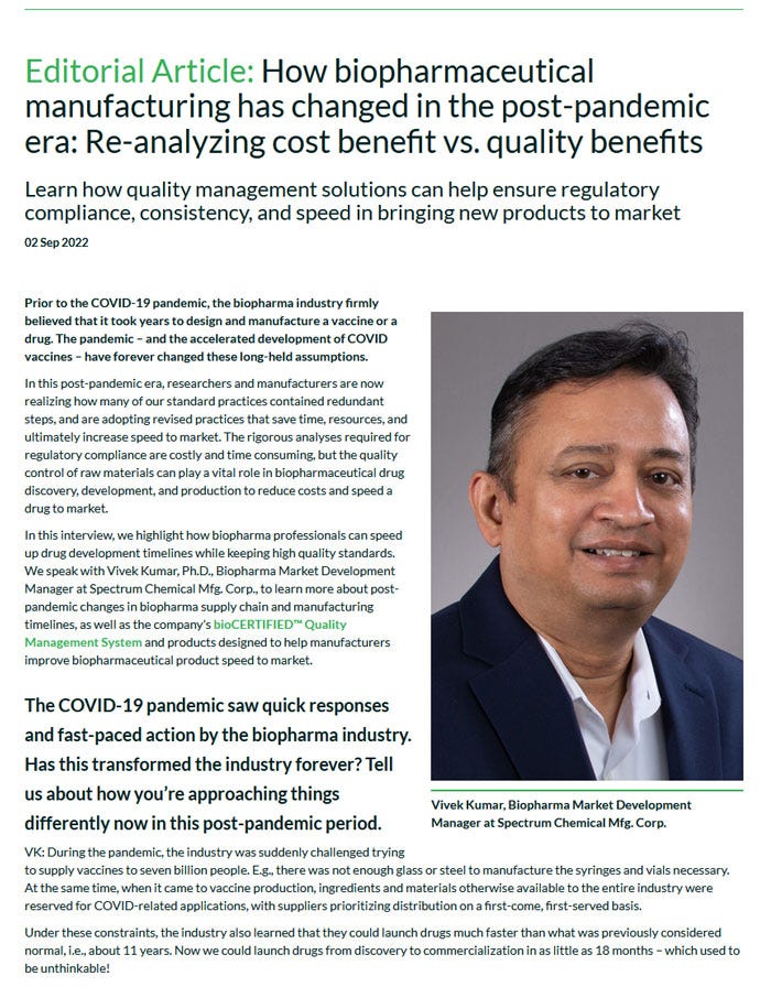 How biopharmaceutical manufacturing has changed in the post-pandemic era: Re-analyzing cost benefit vs. quality benefits